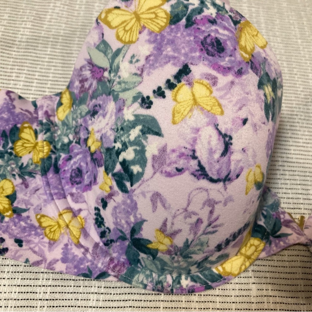 Purple Flowers and Yellow Butterflies Victoria Secret Bra. 34c. - Picture 8 of 8